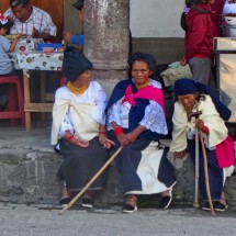 Three elderly Ladies on the main square of Cotacachi